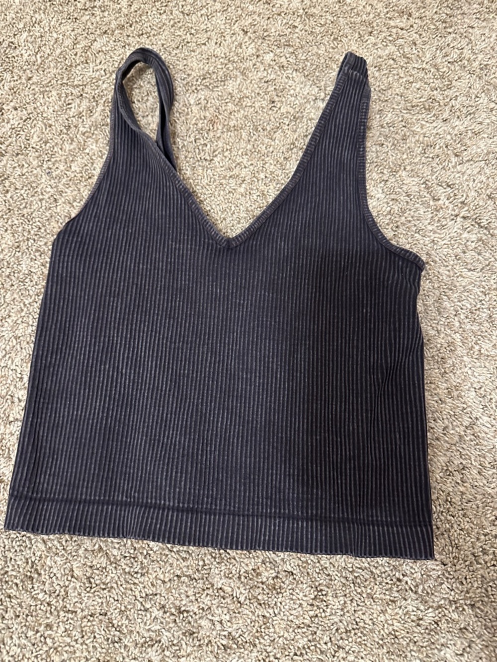 Ribbed V-Neck Tank Top in Black